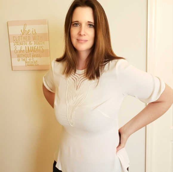 NWT White House Black Market white blouse … - Picture 1 of 6